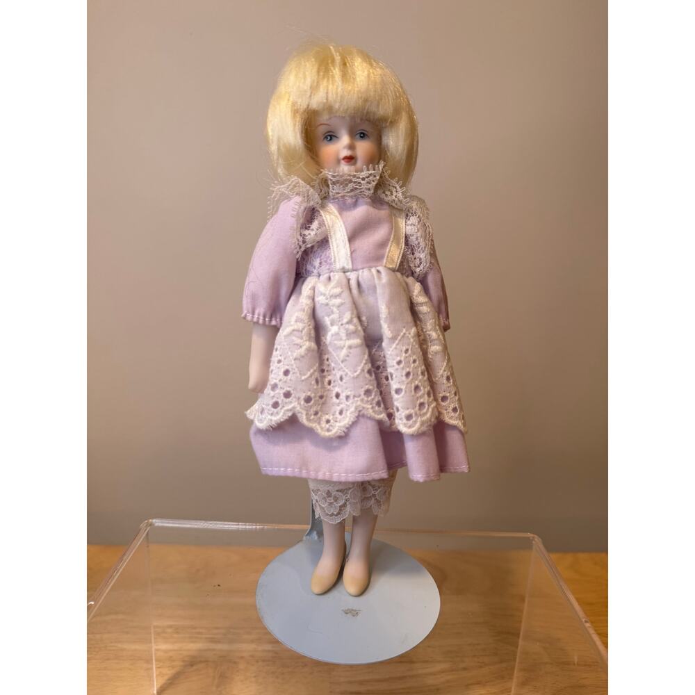 Vintage Collectible Doll Light Purple Victorian-style Dress w White Lace